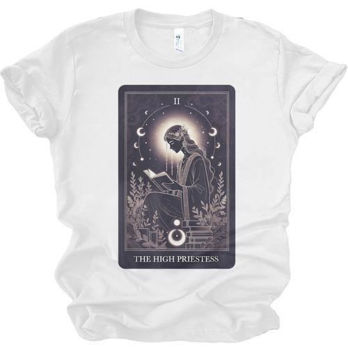 High Priestess Tarot Art Celestial Mystic Book Lover Unisex Jersey T-Shirt - Bookorys