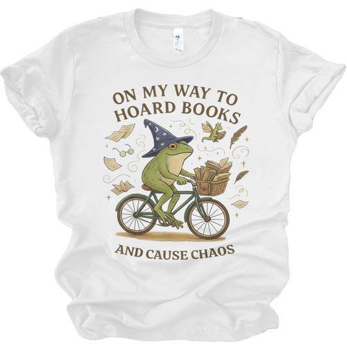 On My Way To Hoard Frog Books And Cause Cottagecore Chaos Unisex Jersey T-Shirt - Bookorys UK
