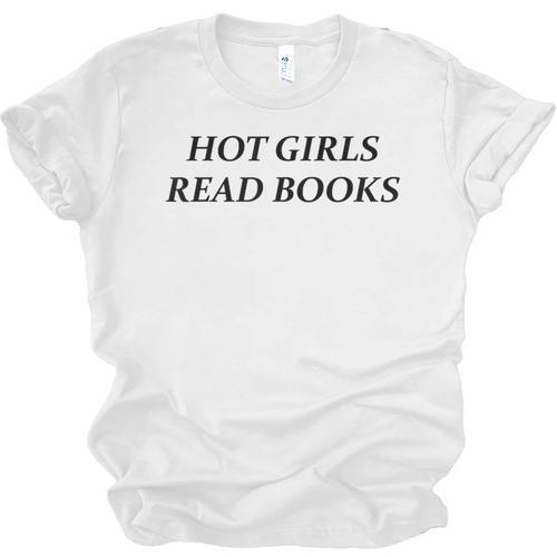 Hot Girls Read Books Confident Reading Bookworm Girl Unisex Jersey T-Shirt - Bookorys