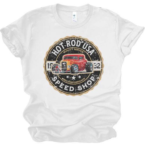Hotrod Custom Car Automotive Nostalgia Distressed Premium Tri-Blend Unisex Jersey T-Shirt - Figerry