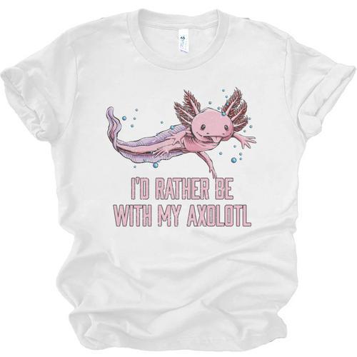 Id Rather Be With My Axolotl Salamander Introvert Unisex Jersey T-Shirt - Raresse