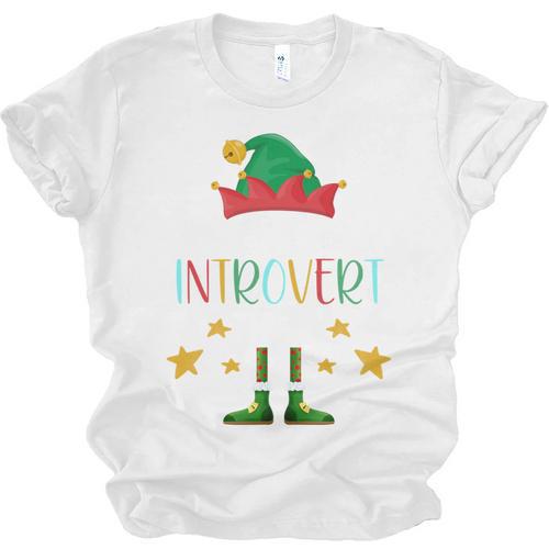 The Introvert Elf Christmas Family Matching Fun Xmas Top Unisex Jersey T-Shirt - Raresse
