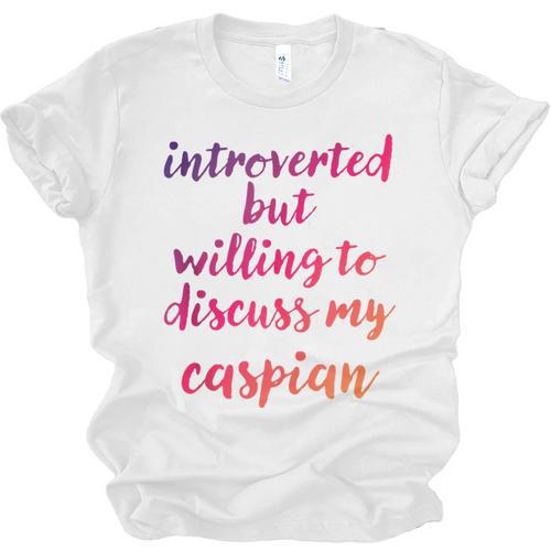 Introverted Willing To Discuss Caspian Introvert Unisex Jersey T-Shirt - Raresse