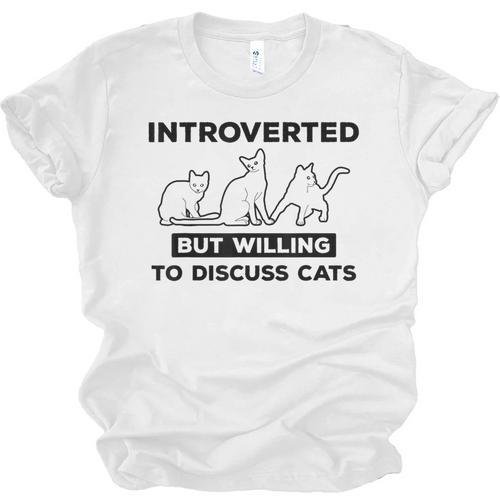 Introverted But Willing To Discuss Cats Introvert Shy Unisex Jersey T-Shirt - Raresse