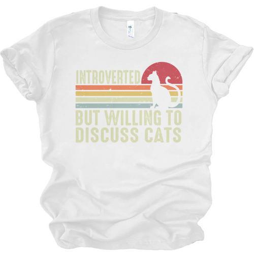 Introverted But Willing To Discuss Cats Kitten Pet Lover Unisex Jersey T-Shirt - Raresse
