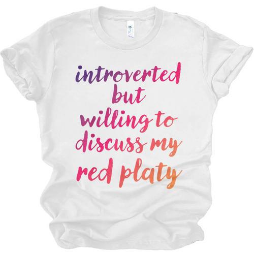 Introverted Willing To Discuss Red Platy Introvert Unisex Jersey T-Shirt - Raresse