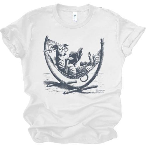 Italian Greyhound Whippet Dog Reading Book Hammock Iggy Mom Unisex Jersey T-Shirt - Bookorys DE