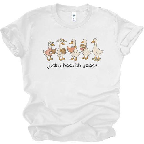Just a Bookish Goose Cute Reading Geese For Book Fanatics Unisex Jersey T-Shirt - Bookorys