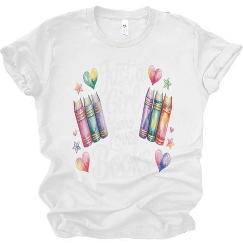 Just a Girl Who Loves Books Lover Reading Library Librarian Unisex Jersey T-Shirt - Bookorys