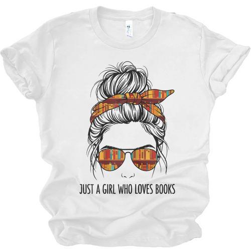 Just a Girl Who Loves Books Pajamas Shirt Reading Book Lover Unisex Jersey T-Shirt - Bookorys