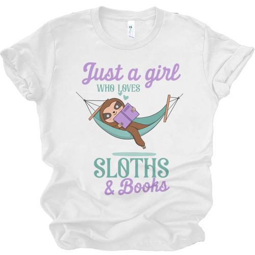 Just a Girl Who Loves Sloths And Books Unisex Jersey T-Shirt - Bookorys