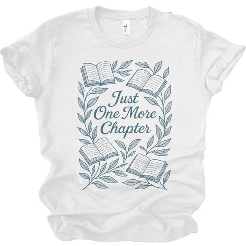 Just One More Chapter Blue Book Lover Reading Quote Unisex Jersey T-Shirt - Bookorys