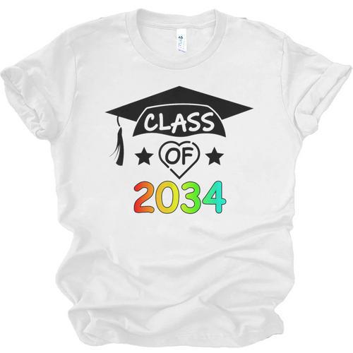 K -12th Grade Hand Prints Space Graduation Class Of 2034 Unisex Jersey T-Shirt - Best Gift Smart