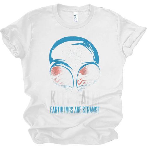 Keep Calm Earthlings Are Strange Alien Introvert Raglan Baseball Tee Unisex Jersey T-Shirt - Raresse