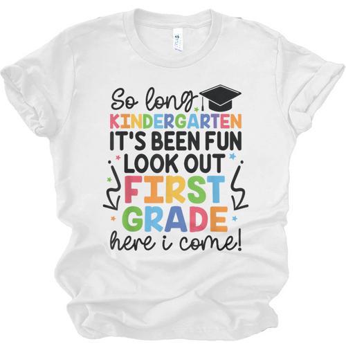 Kindergarten Graduation Graduate 1st Grade Here I Come Kids Unisex Jersey T-Shirt - Best Gift Smart