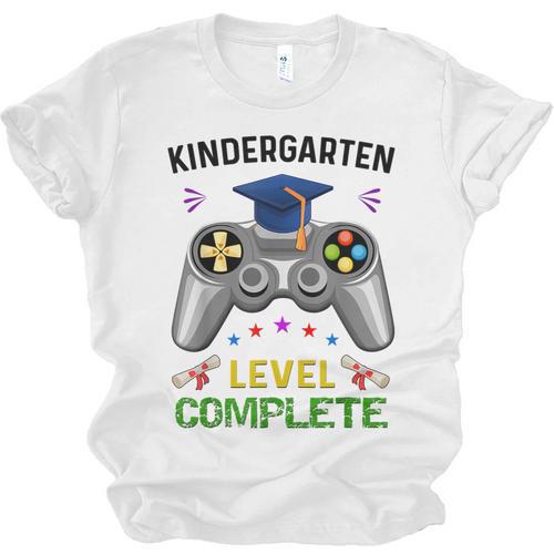 Kindergarten Level Complete Graduation Class 2023 Gamer Kids Unisex Jersey T-Shirt - Best Gift Smart