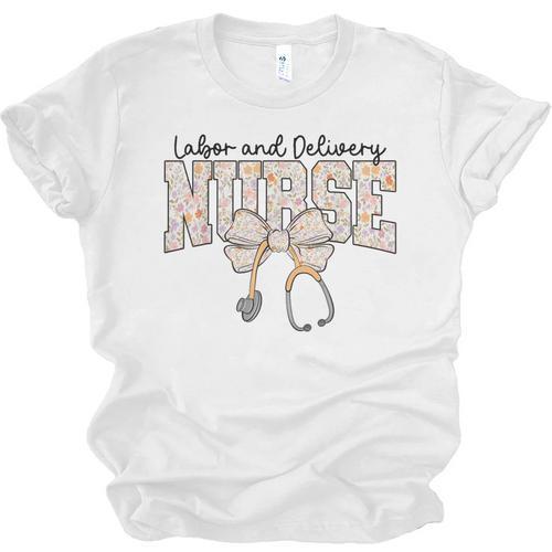 Labor And Delivery Nurse Stethoscope Coquette Bow Graduation Unisex Jersey T-Shirt - Best Gift Smart