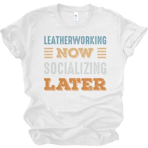 Leatherworking Now Minimal Socializing Introvert Vintage Unisex Jersey T-Shirt - Raresse