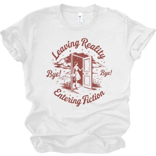 Leaving Reality Entering Fiction Book Lover Unisex Jersey T-Shirt - Bookorys