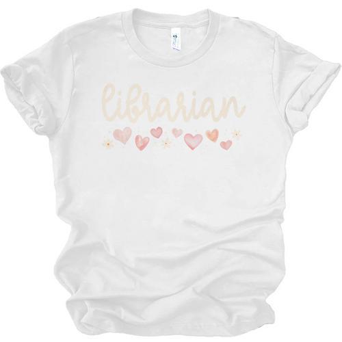 Librarian Valentines Day Daisy School Library Book Lover Premium Unisex Jersey T-Shirt - Bookorys DE