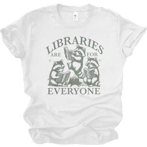Libraries Are For Everyone Racoon Read Banned Book Librarian Unisex Jersey T-Shirt - Bookorys