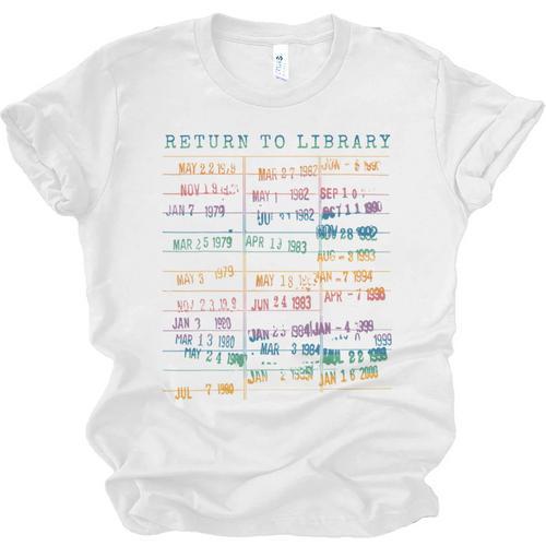 Library Card Vintage Book Due Date Bookish Rainbow Reading Unisex Jersey T-Shirt - Bookorys