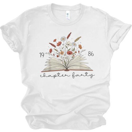 Life Chapter Forty 1986 Floral Book 40th Birthday Unisex Jersey T-Shirt - Bookorys