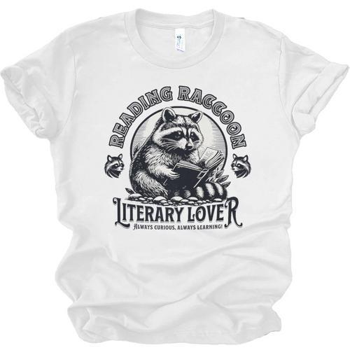 Literary Lover Reading Raccoon Books Premium Unisex Jersey T-Shirt - Bookorys UK