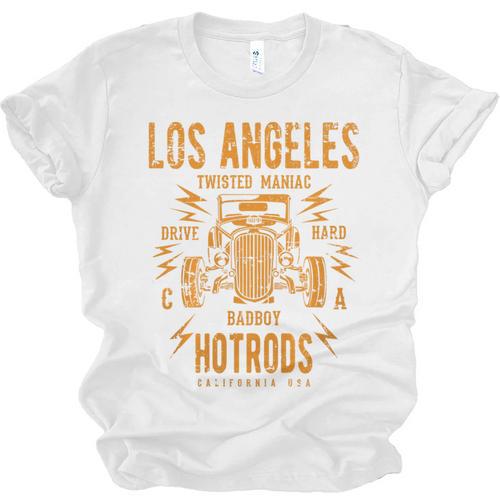 Los Angeles Hotrods Automotive Nostalgia Distressed Premium Tri-Blend Unisex Jersey T-Shirt - Figerry