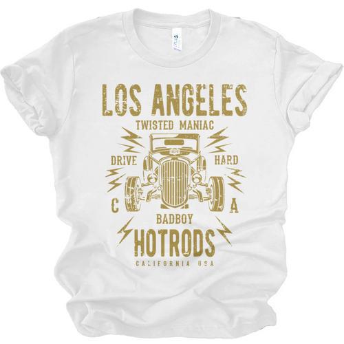 Los Angeles Hotrods Automotive Nostalgia Distressed Unisex Jersey T-Shirt - Figerry