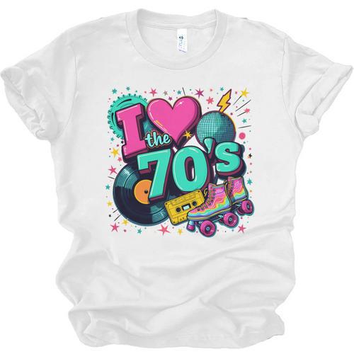 I Love The 70s Retro Cassette Roller Vinyl Disco Nostalgia Unisex Jersey T-Shirt - Figerry