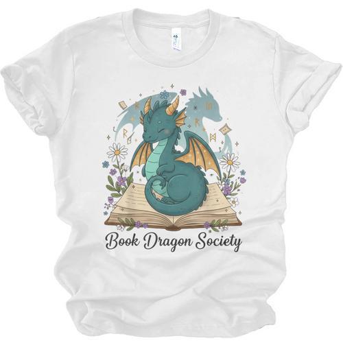 Magical Book Dragon Fantasy Reading Enthusiast Art Unisex Jersey T-Shirt - Bookorys UK