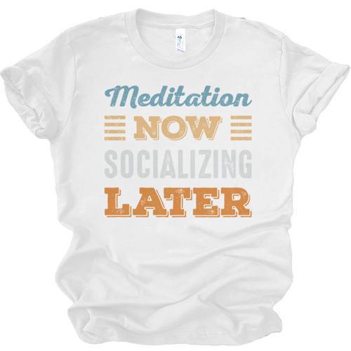 Meditation Now Minimal Socializing Introvert Vintage Unisex Jersey T-Shirt - Raresse
