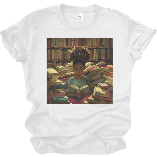 Melanin Afro Women Educated Reading Book History Girls Unisex Jersey T-Shirt - Bookorys CA