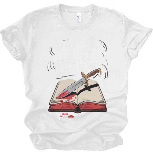 Murder Mystery And a Cup Of Tea Book Humor Unisex Jersey T-Shirt - Bookorys DE