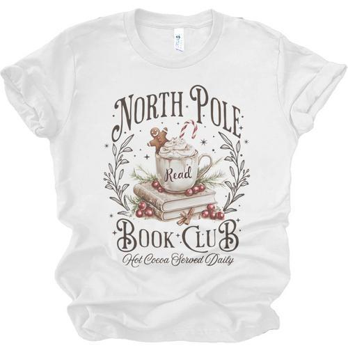 North Pole Book Club Christmas Xmas Hot Cocoa Bookish Unisex Jersey T-Shirt - Bookorys