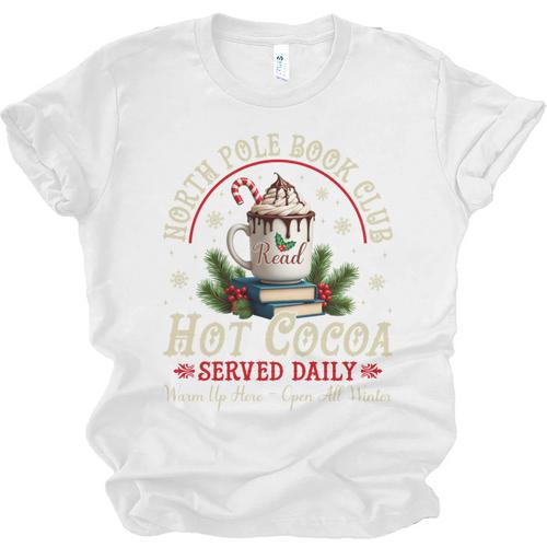 North Pole Book Club Hot Cocoa Librarians Bookish Christmas Unisex Jersey T-Shirt - Bookorys