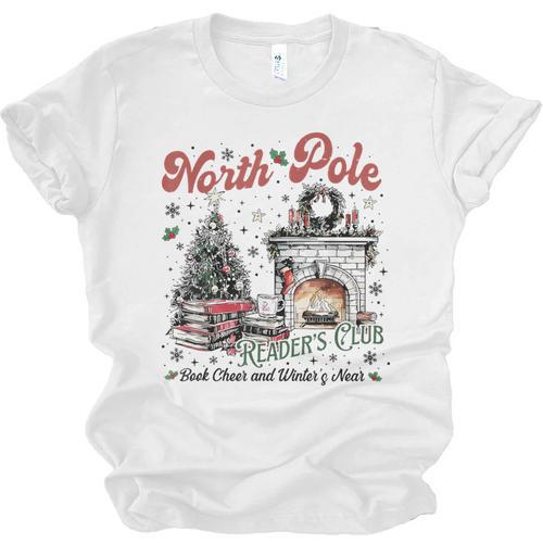 North Pole Book Club Book Lover Bookish Bookworm Christmas Unisex Jersey T-Shirt - Bookorys
