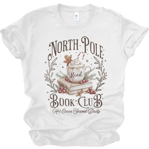 North Pole Readers Club Bookish Xmas Santa Book Reading Unisex Jersey T-Shirt - Bookorys DE