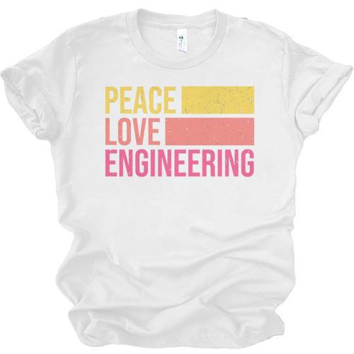 Peace Love Engineering Engineer School Graduation Retro Unisex Jersey T-Shirt - Best Gift Smart