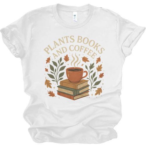 Plants Books And Coffee Nature Leaves Reading Book Lover Premium Tri-Blend Unisex Jersey T-Shirt - Bookorys