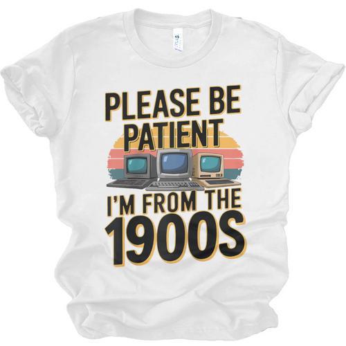 Please Be Patient I'm From The 1900s Retro Computer Raglan Baseball Tee Unisex Jersey T-Shirt - Figerry