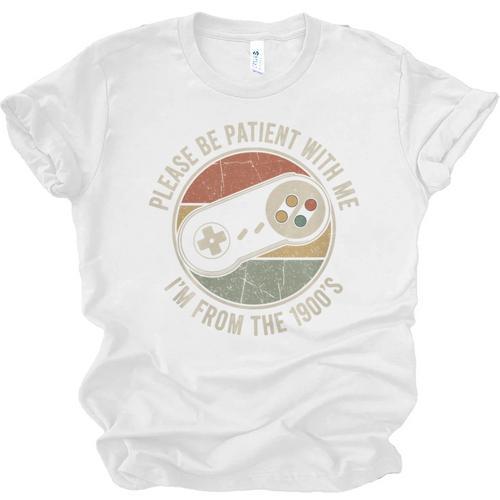 Please Be Patient With Me I'm From The 1900s Retro Gamer Premium Tri-Blend Unisex Jersey T-Shirt - Figerry