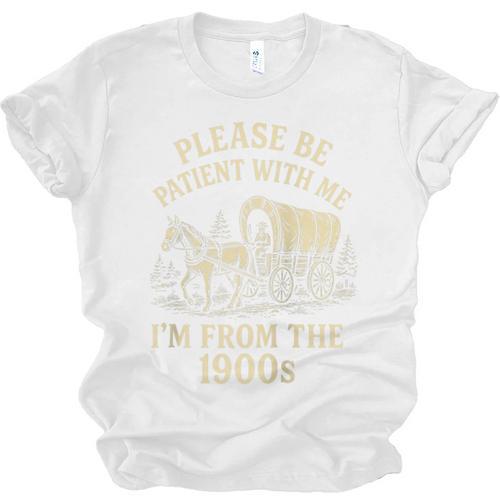 Please Be Patient With Me I'm From The 1900s Retro Raglan Baseball Tee Unisex Jersey T-Shirt - Figerry