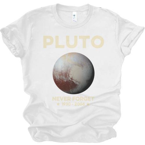 Pluto Never Forget 1930-2006 Planet Space Science Nostalgia Unisex Jersey T-Shirt - Figerry