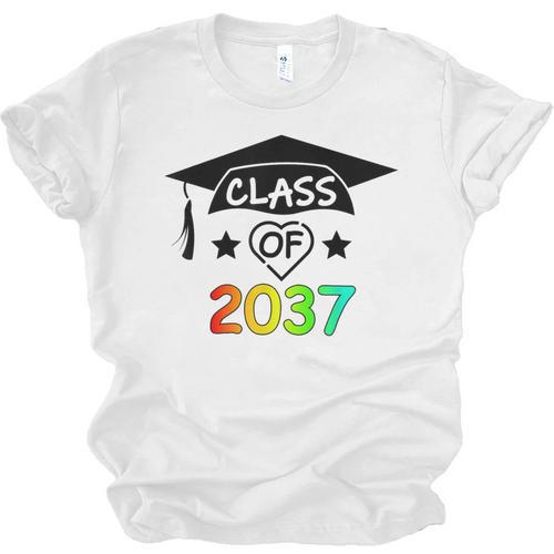 Pre-K -12th Grade Hand Prints Space Graduation Class Of 2037 Unisex Jersey T-Shirt - Best Gift Smart