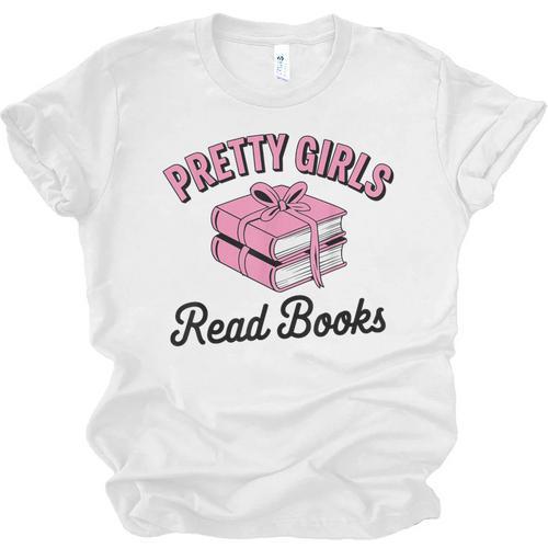 Pretty Girls Read Books Bookworm Book Lover Teacher Unisex Jersey T-Shirt - Bookorys