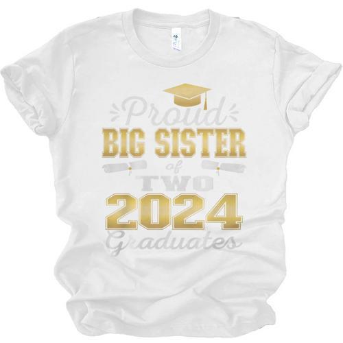 Proud Big Sister Of Two 2024 Graduate Class 2024 Graduation Premium Unisex Jersey T-Shirt - Best Gift Smart
