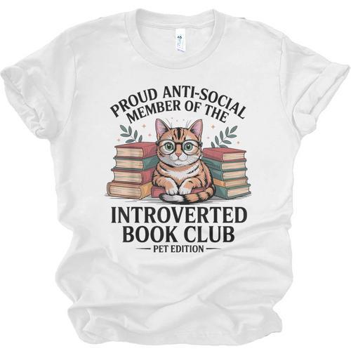 Proud Introverted Book Club Anti Social Reader Pet Cat Unisex Jersey T-Shirt - Bookorys CA