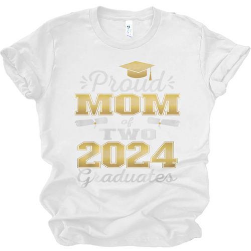 Proud Mom Of Two 2024 Graduate Class 2024 Graduation Family Premium Unisex Jersey T-Shirt - Best Gift Smart
